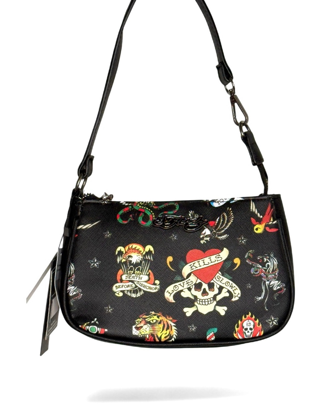 Ed Hardy Black Tattoo Print Mini Shoulder Bag - NWT
